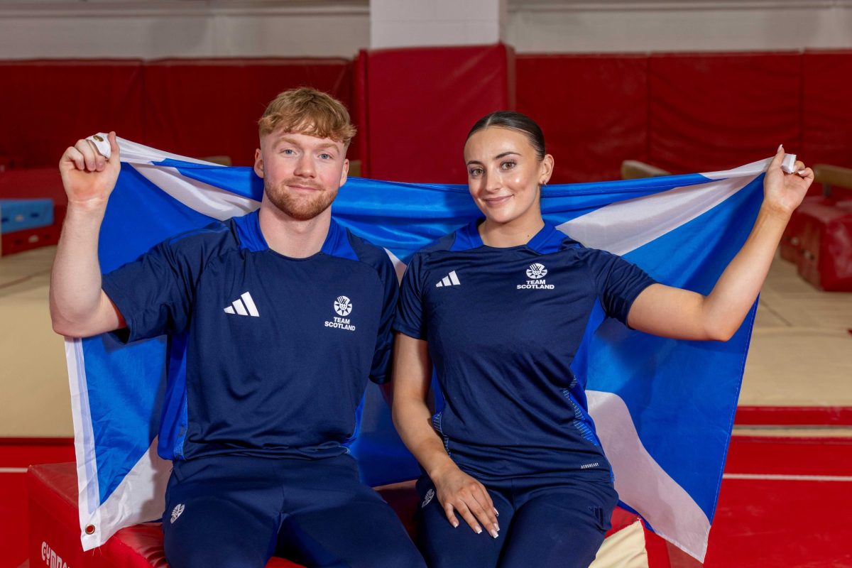 Cameron Lynn and Crystelle Lake - Team Scotland Glasgow 2026 Commonwealth Games artistic gymnastics captains together