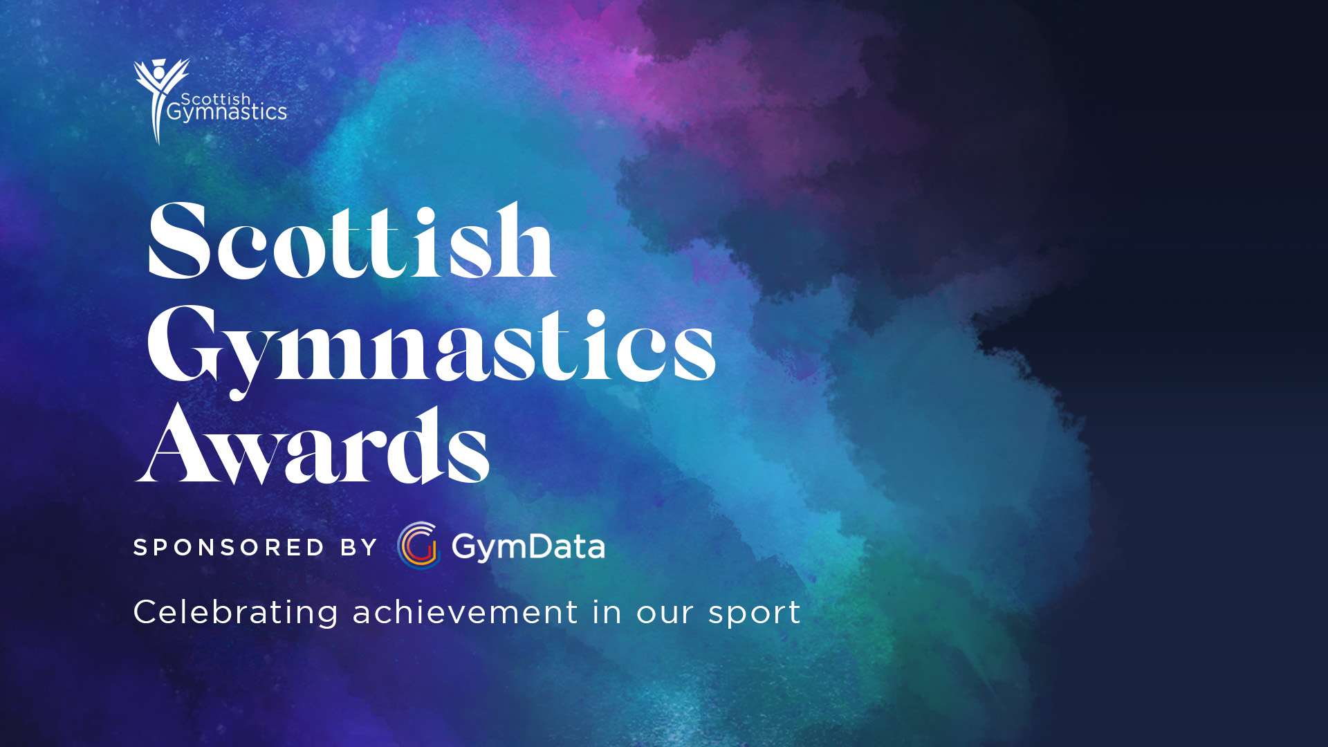 Graphic showing Scottish Gymnastics awards sponsored by GymData celebrating achievement in our